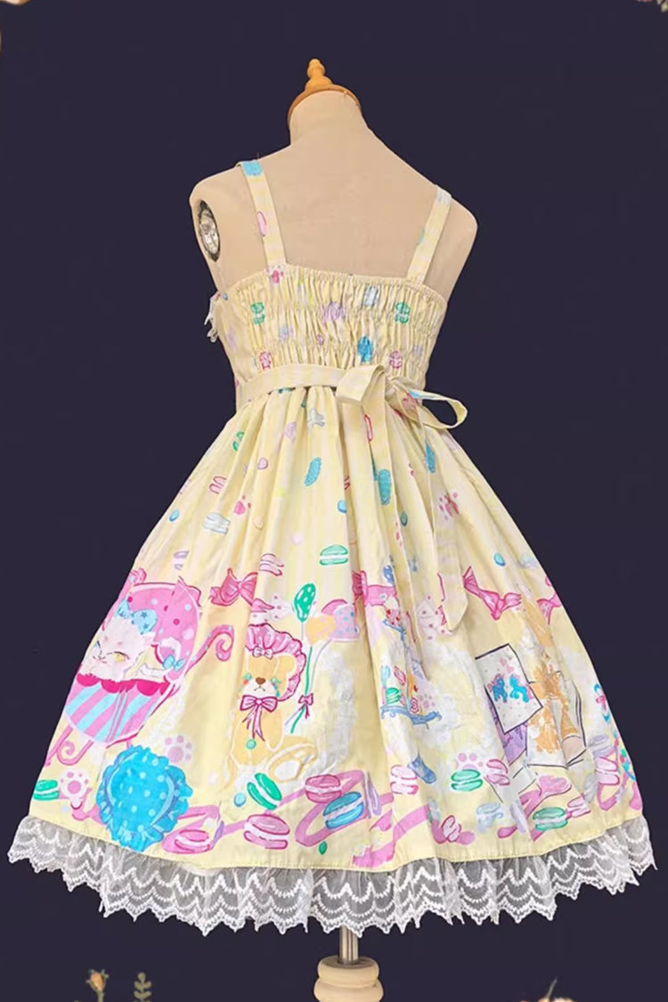 [Macaron Dolly House] Sleeveless Print Bowknot Lace-Up Sweet Lolita Jsk Dress 3 Colors - Product - 7