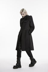 Black Stand Collar Long Sleeves Hooded Zippered Men's Punk Jacket - Product - 8