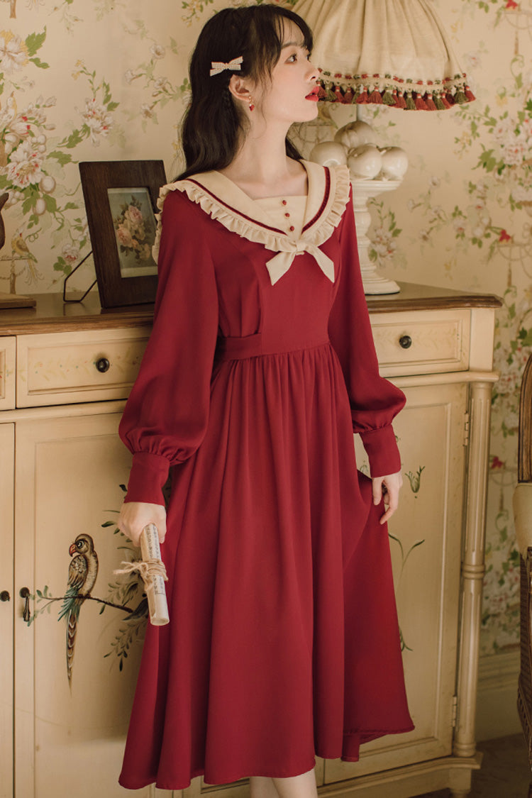 フレンチ レトロ Hepburn スタイル 丸襟 ロング スウィートロリータワンピース（OP） 商品画像