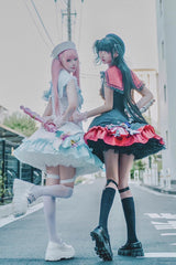 [Magical Girl] Doll Navy Collar Ruffle Bowknot Gothic Jirai Kei Japanese Dress 2 Colors - Product - 3