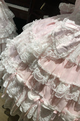 Pink [Eternal Floral Message] Square Collar Sleeveless Multi-Layered Hanayome Embroidered Bow Lace Sweet Lolita Jsk Dress - Product - 6