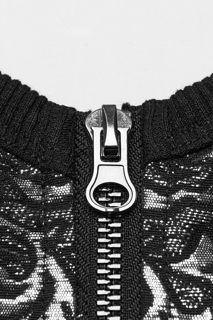 Steampunk Sleeveless Jacquard Print Metal Buckle Strap Metal Zipper Hollow Lace-Up Women's Vest 4 Colors - Product - 24