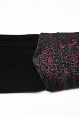 Black/Red Stand Collar Long Sleeves Floral Jacquard Bouble-breasted Zipper Men's Gothic Coat - Product - 7
