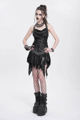 Black Halterneck Ripped Chained Women's Punk Vest - Product - 5