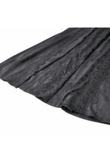 Black Off Shoulder Lace Flutter Sleeves Jacquard Side Corset Lace-Up Women's Gothic Slip Dress - Product - 18