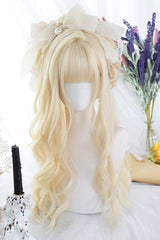 Platinum Blonde Sweet Lolita Long Curly Wig with Layered Ends - Platinum-Blonde - 1