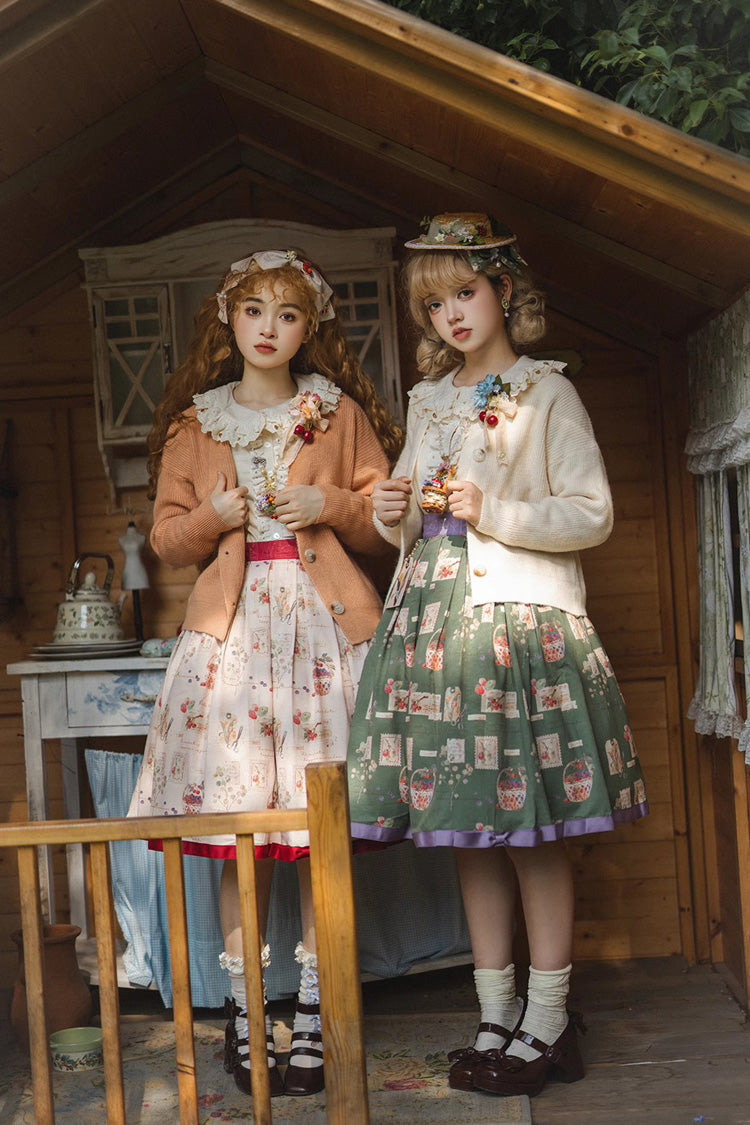 Forest Illustrated Book Watercolor Picture Book Print Sweet Elegant Lolita Skirt 3 Colors - Product - 5
