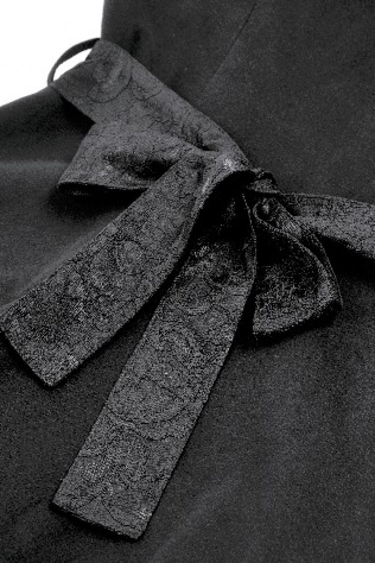 Black Floral Embroidered Peter Pan Collar Long Sleeves Bowknot Women's Gothic Coat - Product - 16