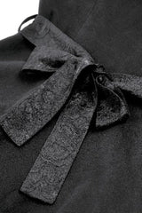 Black Floral Embroidered Peter Pan Collar Long Sleeves Bowknot Women's Gothic Coat - Product - 16