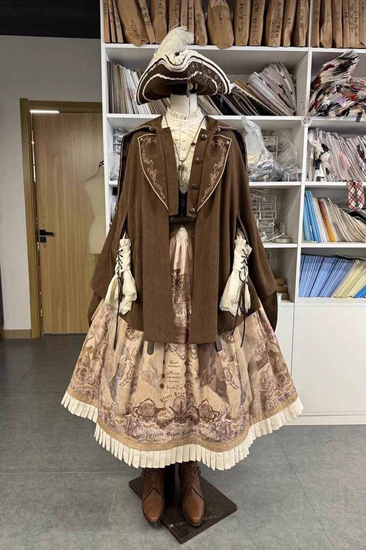 Pirate Series Navigation Treasure Hunting Guide Embroidery Handsome Lolita Cloak 2 Colors - Product - 8
