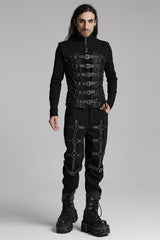 Black Cut-Out Buckled Strappy Spaghetti Men's Punk Vest - Product - 4