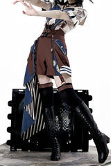 Brown [Inventor of Wonderful Equipment] Ouji Punk Cool Lolita Bib Shorts - Product - 15