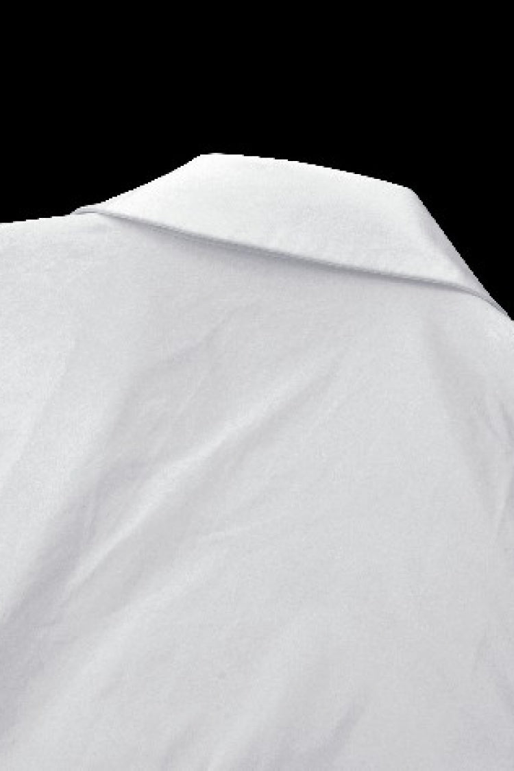 White Turn-down Collar Ruffled Long Sleeves Women's Gothic Blouse - Product - 13