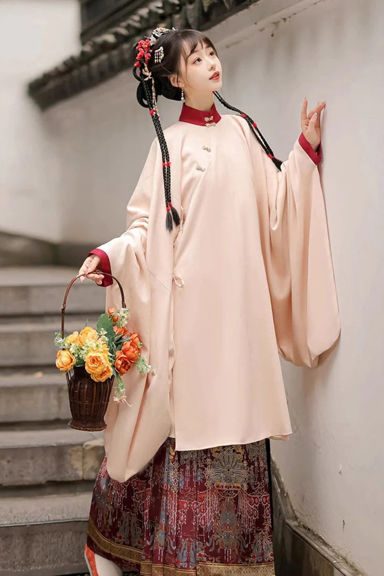 Black/Red Round Collar High Waisted Hot Stamping Embroidery Chinese Style Hanfu Dress Three Piece - image 7