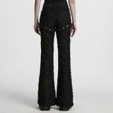 Black Stitching Ripped Metal Ring Women's Punk Split Detachable Pants - Product - 3