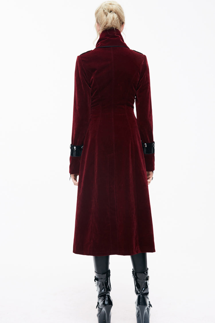Red Stand Collar Retro Stage Costume Women's Gothic Coat - Product - 6