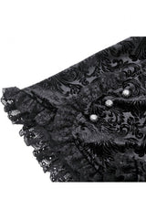 Black Embossed Ruffled Lace Splice Women's Punk Shorts - Product - 14