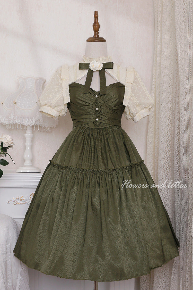Dark Green Noble Retro Elegant Country Poetry Classic Lolita Dress - Product - 9