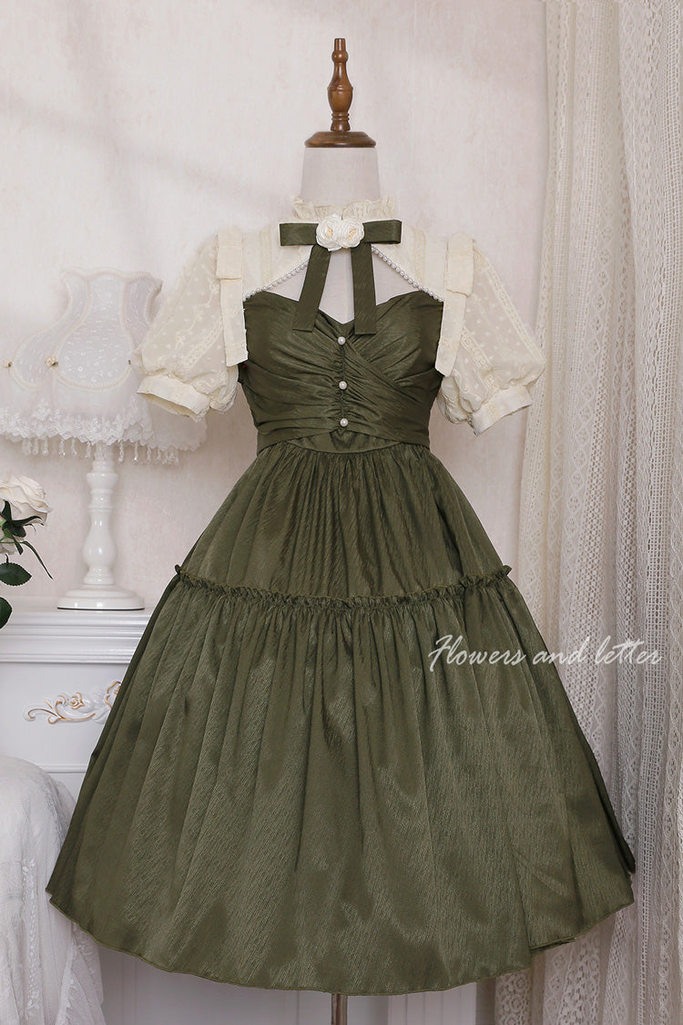 Dark Green Noble Retro Elegant Country Poetry Classic Lolita Dress - Product - 9