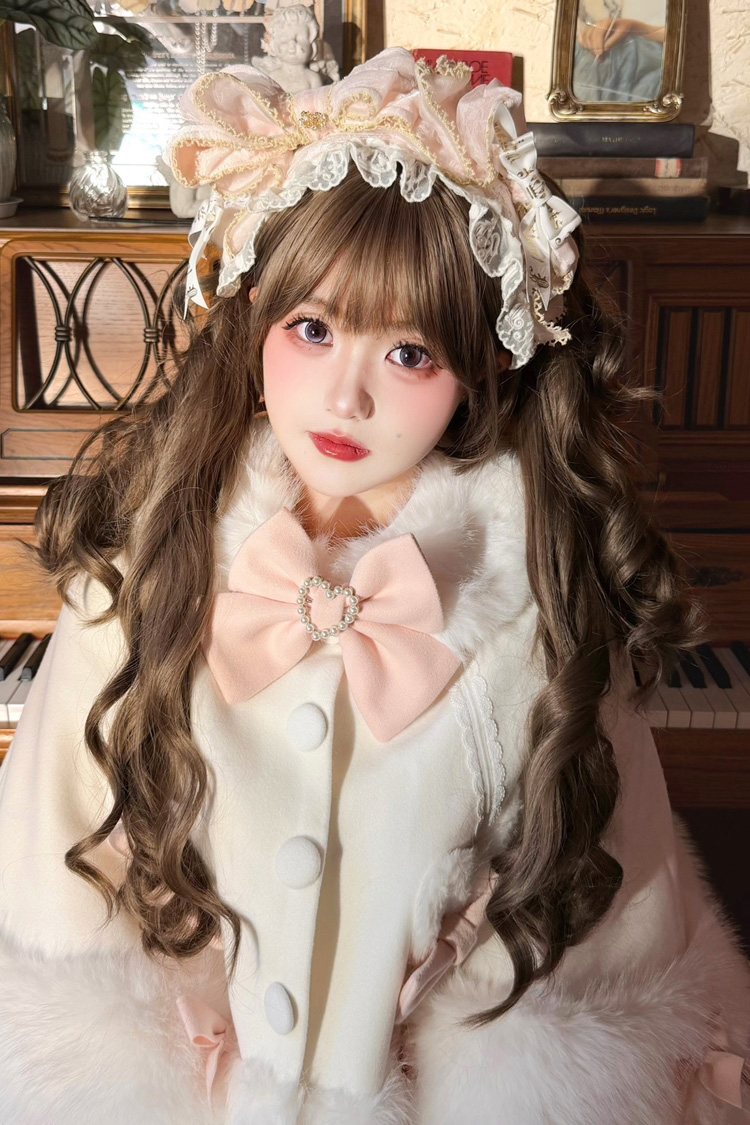 Ash Brown Sweet Lolita Roman Curls with Twin Pigtails Wig Set - Product - 3