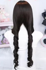 Black Tea Brown Long Curly Wig Light Wispy Bangs Sweet Lolita Style - Product - 3