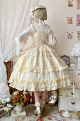 [Lillian] Ruffle Bowknot Lace Sweet Lolita Jsk Dress 4 Colors - Product - 6
