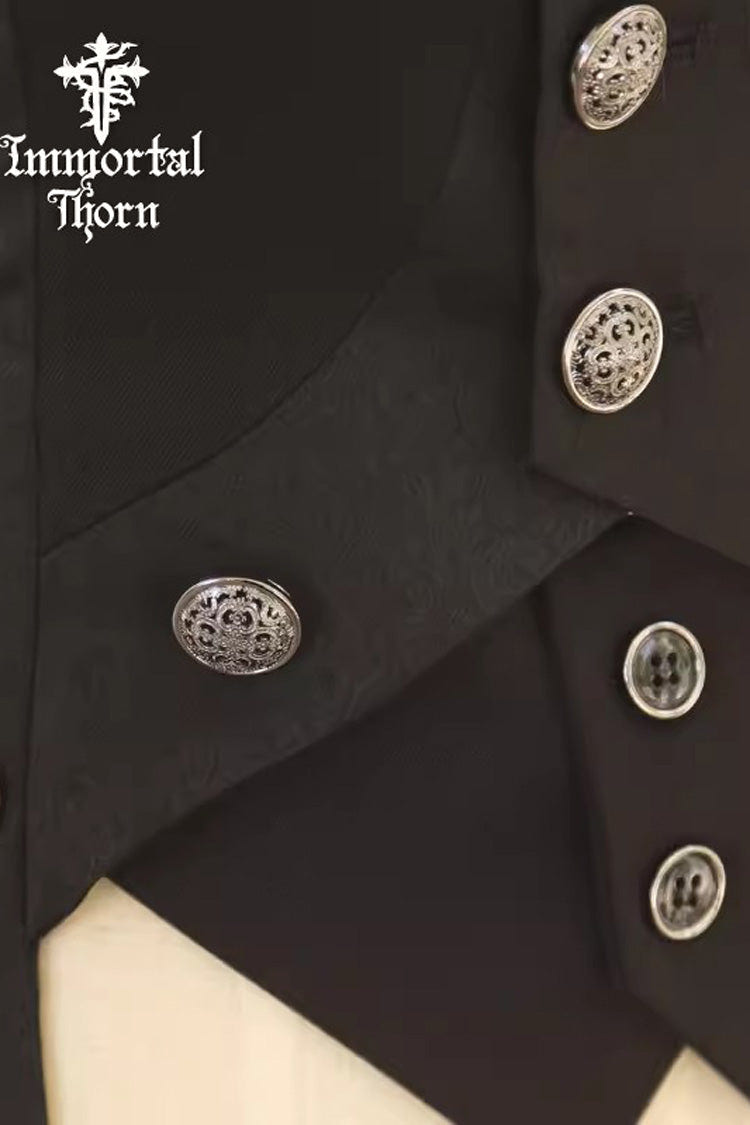 Black The Eternal Poem of True Night Sleeveless Vintage Elegant Prince Ouji Lolita Vest Coat - Product - 5