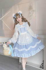 Blue Lapel Collar Bowknot Multi-Layer Ruffled Sweet Lolita JSK Dress - Product - 2