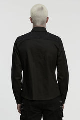 Black Lapel Collar Long Sleeves Ripped Men's Punk Blouse - Product - 3