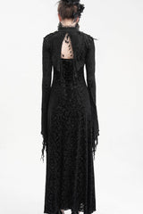 Black Stand Collar Long Sleeves Lace Tassels Women's Gothic Cape - Product - 5