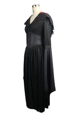 Gothic Black Pointed Hat Velveteen Floral Tunic Womens Coats - Product - 5