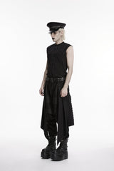 Black Lace-Up Irregular Ripped Men's Punk Skirt - Product - 3