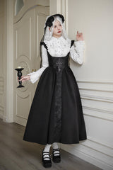 Black Cross Snake Pattern Print Embroidery Gothic Lolita Strap Dress - Product - 8
