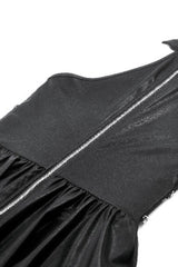 Black Halterneck Zippered Chain-Decorated Eyelet Women's Punk Faux Leather Dress - Product - 17