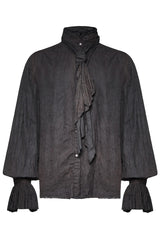 Black Long Lantern Sleeves Retro Metal Button Mens Steampunk Tie Shirt - Product - 6