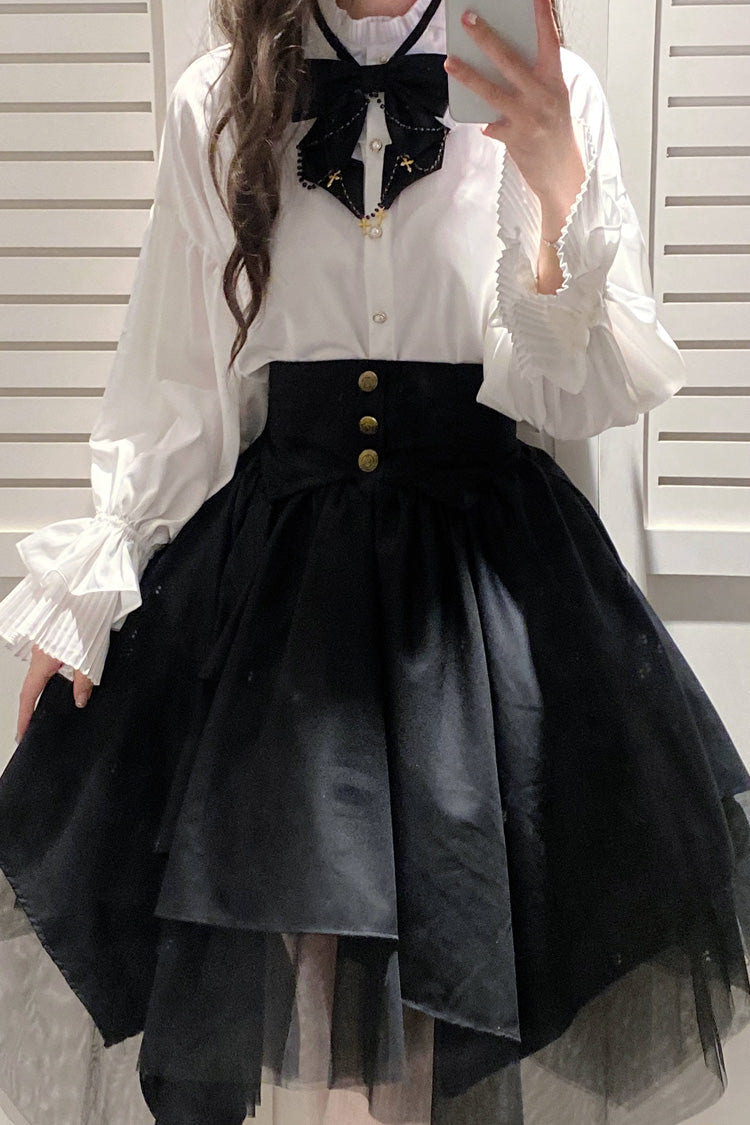 Black Irregular Mesh Gothic Japanese Lolita Skirt - Product - 2