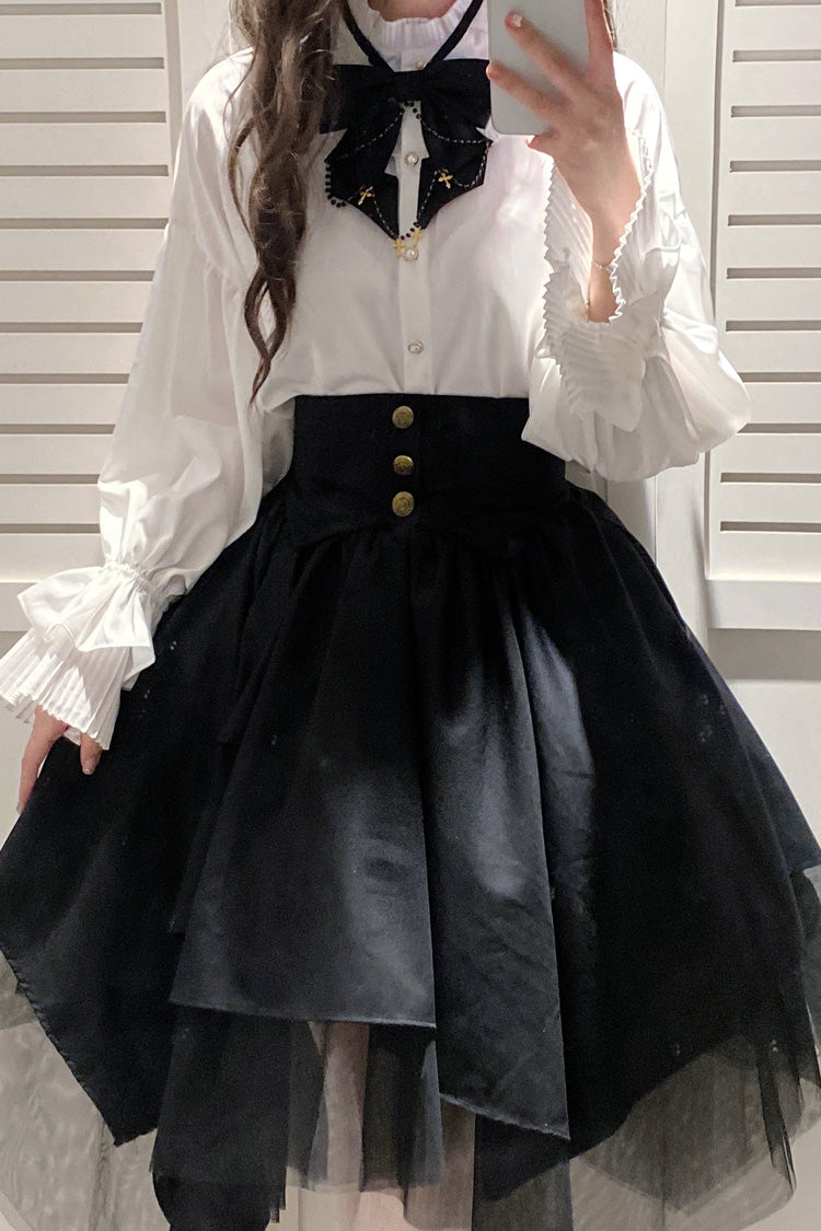 Black Irregular Mesh Gothic Japanese Lolita Skirt - Product - 2