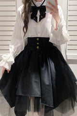 Black Irregular Mesh Gothic Japanese Lolita Skirt - Product - 2