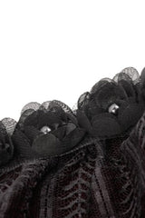 Black Ruffled Doll Collar Short Puff Sleeves Lace-Up Women's Gothic Princess Velvet Cape - Product - 14