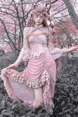 Pink Cherry Nightmare V Collar High Waisted Gothic Lolita JSK Dress - Product - 2