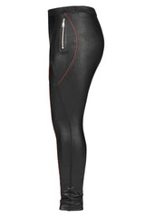 Red/Black Slim Side Zipper Elastic Fashion Hip-Lifting Thin Punk Women's Leggings - Product - 6