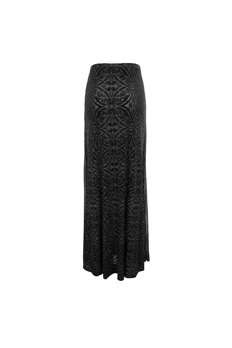 Black High Waisted Jacquard Lace Women's Punk Skirt - Product - 11