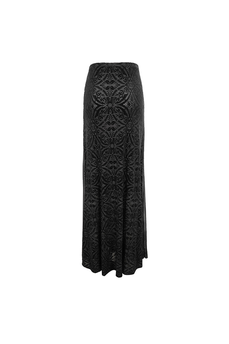Black High Waisted Jacquard Lace Women's Punk Skirt - Product - 11
