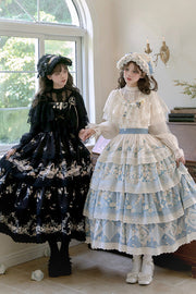 Letters and Poetry Multi-Layered Pastoral Style Print Embroidery Sweet Princess (Set) front view