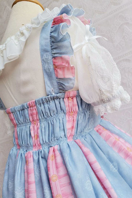 Chocolate Cat Print Ruffled High Waisted Sweet Lolita JSK Dress - Product - 8