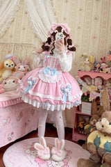 Cute Party Multi-layer Ruffle Bowknot Sweet Princess Lolita Jsk Dress 2 Colors - Product - 2
