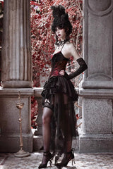 Black/Red Duchess Rococo Fishbone Girdle Multi-layer Ruffle Gothic Lolita Skirt - Product - 8