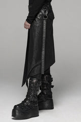 Black Double Layer Metal Buckle Belt Men's Steampunk Skirt - Product - 2