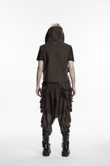 Black Stand Collar Sleeveless Men's Punk Patch Pockets Convertible Collar Vest Vest - Product - 3
