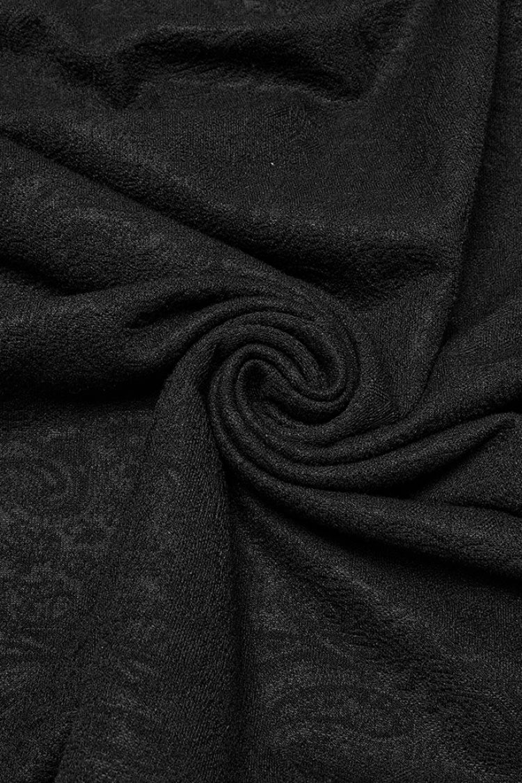 Black V Collar Long Sleeves Jacquard Embroidery Men's Gothic Blouse - Product - 8